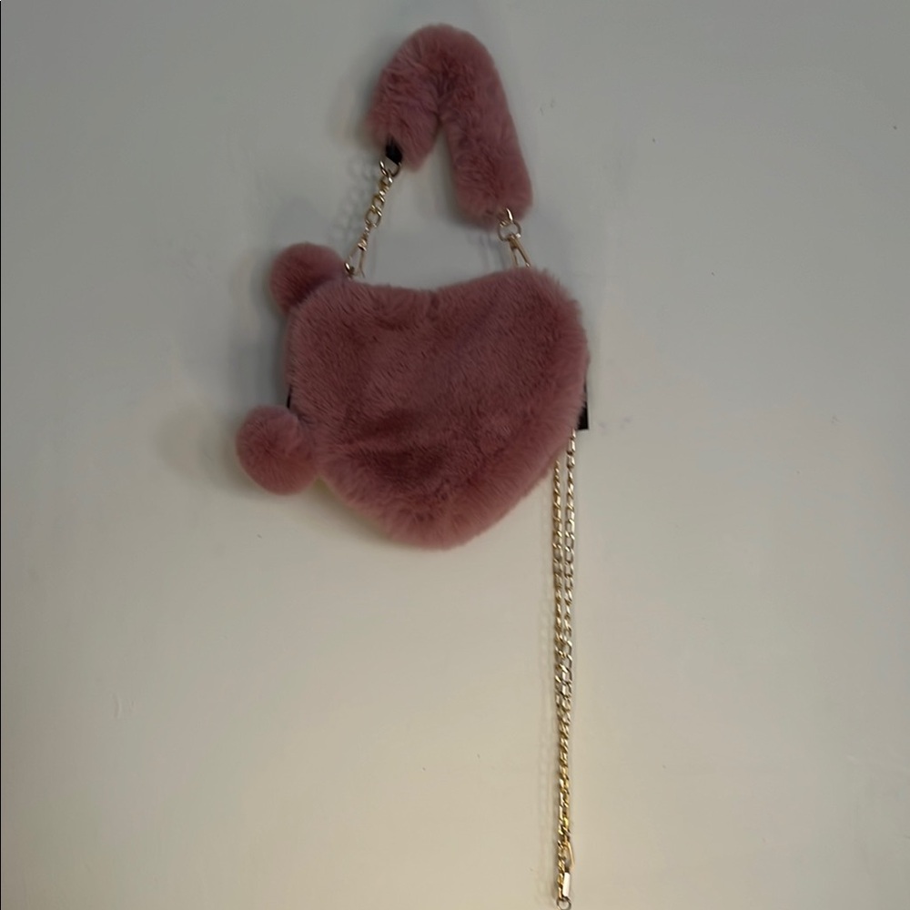 Plush Pink Heart-Shaped Handbag